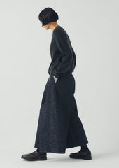 Pleated Wrap Denim Culottes | Indigo