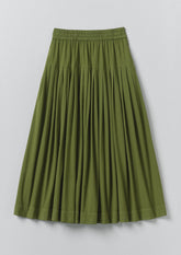 Pleated Raised Stripe Cotton Skirt | Cedar Green