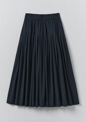 Pleated Raised Stripe Cotton Skirt | Slate
