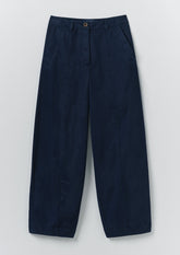 Sculpted Organic Cotton Twill Trousers | Mid Blue