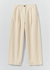 Pleat Front Cotton Trousers | Natural