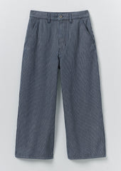 Hickory Stripe Denim Wide Leg Trousers | Ecru/Indigo