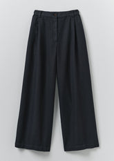 Wide Leg Cotton Linen Twill Trousers | Nile Blue