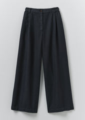 Wide Leg Cotton Linen Twill Trousers | Nile Blue