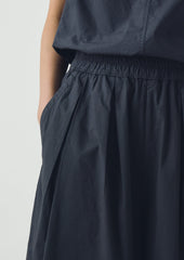 Pleated Pull On Cotton Poplin Trousers | Slate