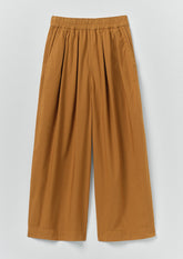 Pleated Pull On Cotton Poplin Trousers | Dhal