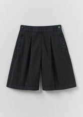 Pleat Front Cotton Twill Shorts | Slate