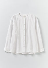 Round Neck Cotton Oxford Shirt | Paper White