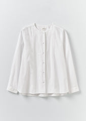 Round Neck Cotton Oxford Shirt | Paper White