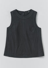 Panelled Garment Dyed Sleeveless Top | Slate