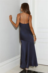 Brilliant Belle Satin Maxi Dress Navy