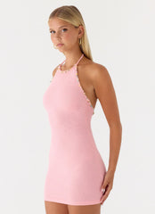 Aeline Knit Halter Mini Dress - Pink