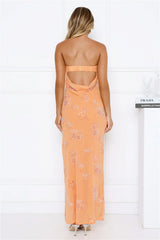 Downtown Glow Sequin Strapless Maxi Dress Orange