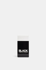 Comme des Garçons Parfums Black EDT packaging bicolore noir et blanc vue de face design épuré lacqué