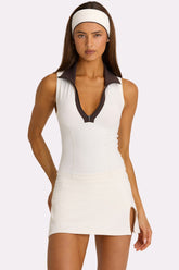 Soft Active Collared Tank Top in Coconut
