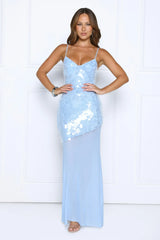 Diamonds At Dusk Sequin Maxi Dress Blue