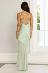 Elegant Simplicity Satin Maxi Dress Sage