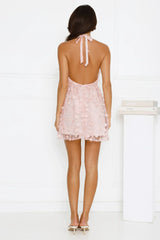 Ethereal Charm Halter Mini Dress Pink