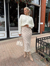 Charlene Beige Plaid Midi Skirt