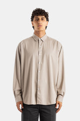 Kanemasa Phil. chemise oversize jersey coton beige col classique boutons nacre coupe ample SS26 homme