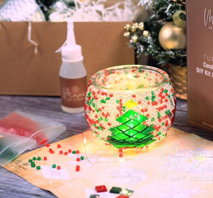 "Christmas" Mosaic Candle Holder DIY Home Kit