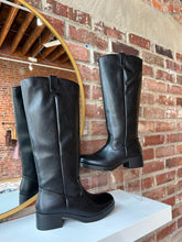 Clara Black Knee High Block Heel Boots