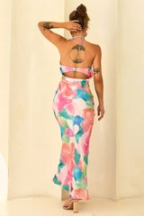 Dream State Satin Maxi Dress - Pink Multi