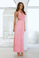 After Dark Love Plisse Maxi Dress Pink