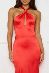 Diamond Elegance Satin Maxi Dress Red