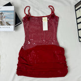 Floral-Embellished Sequin Camisole Dress