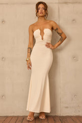 Flirty Whispers Slinky Jersey Maxi Dress - Ivory