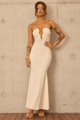 Flirty Whispers Slinky Jersey Maxi Dress - Ivory