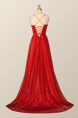 Cowl Neck Red A-line Long Formal Dress