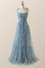 Black A-line Embroidered Long Formal Gown