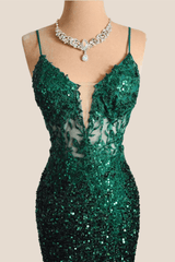 Emerald Green Sequin Mermaid Long Party Dress