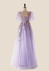 Lavender Floral Corset A-line Long Dress