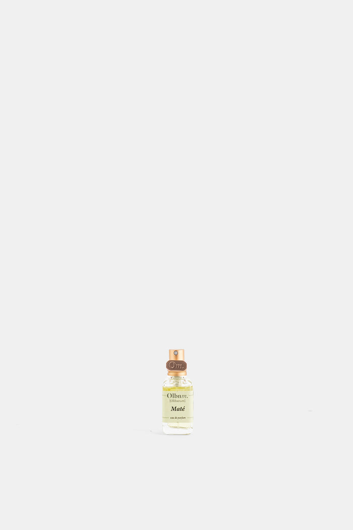 Olibanum Maté eau de parfum 12 ml flacon vaporisateur transparent liquide doré collection FW26