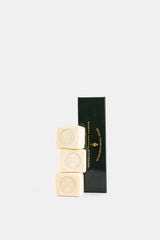 Santa Maria Novella savon Muschio trois cubes empilés étui vert foncé doré cadeau parfumé