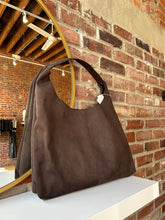 Pacey Chocolate Suede Shoulder Bag