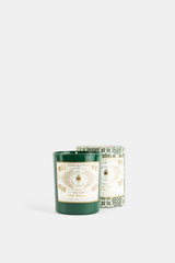 Santa Maria Novella bougie Pot Pourri coffret cylindrique motifs mosaïque vert et or aux côtés du flacon