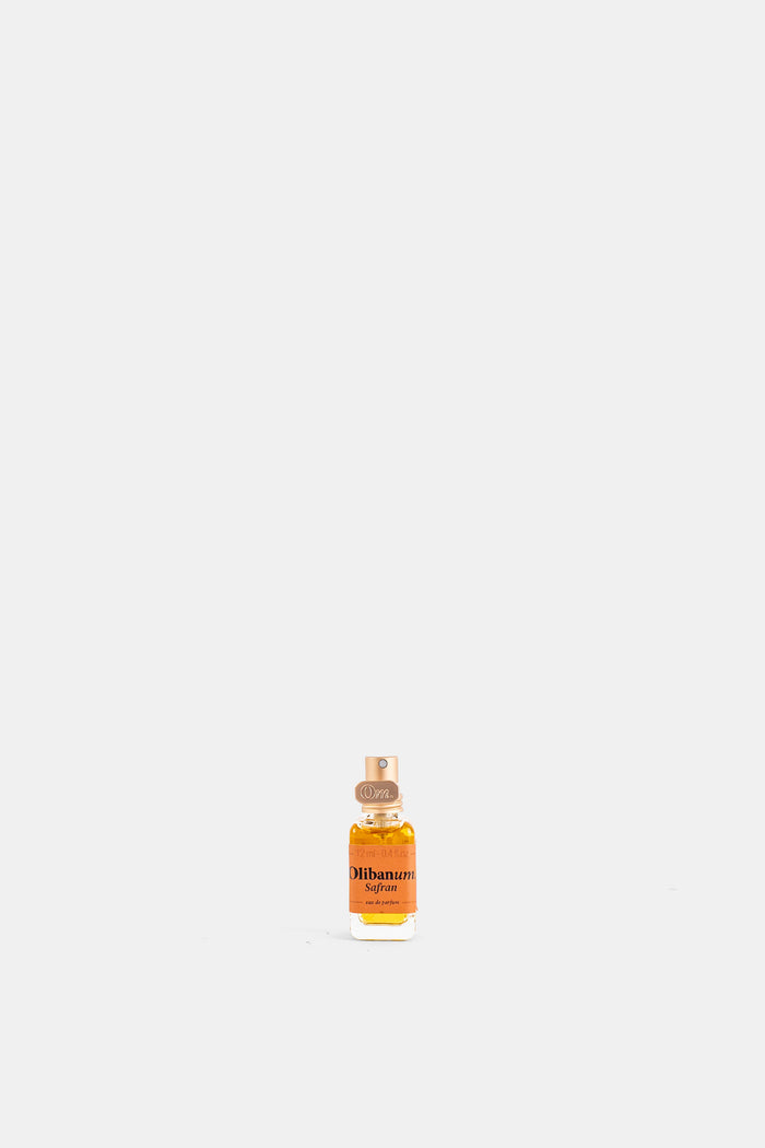 Olibanum Safran eau de parfum miniature 12ml flacon verre transparent liquide doré ambré collection FW26