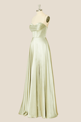 Cowl Neck Sage Green Satin A-line Long Formal Dress