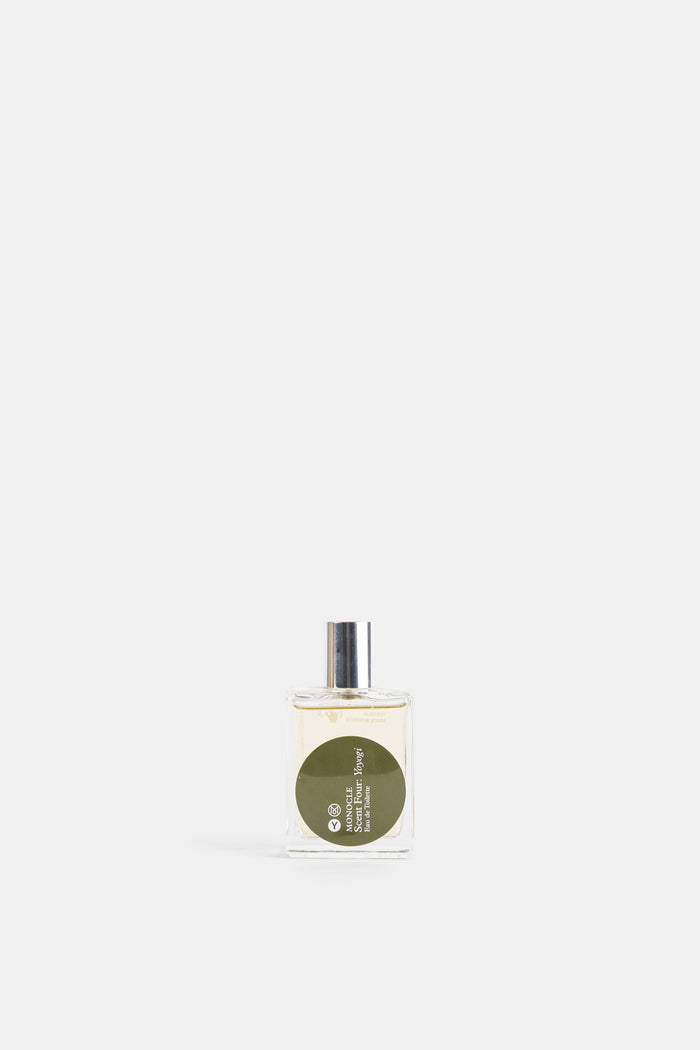 Monocle x Comme des Garçons Scent Four Yoyogi Eau de Toilette 50ml flacon verre transparent étiquette vert olive