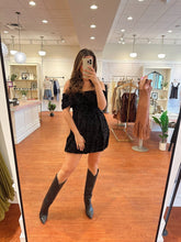 Soren Black Sequin Off Shoulder Mini Dress