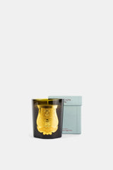 Trudon bougie Spiritus Sancti avec coffret bleu pastel ouvert, présentation cadeau collection luxe 270g