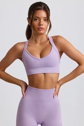 Super Sculpt Seamless Cross-Back Sports Bra in Lavender