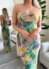 Velzey Multicolor Strapless Cutout Maxi Dress