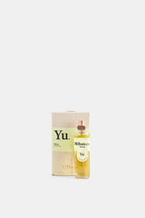 Olibanum Yu. eau de parfum Yuzu coffret carton naturel texturé et flacon miniature étiquette vert citron