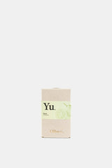 Olibanum Yu. Yuzu eau de parfum boîte kraft recyclée bande verte illustration agrume