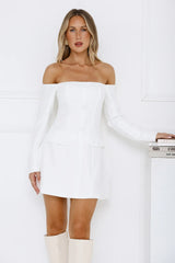 Captivating Girl Off Shoulder Mini Dress White
